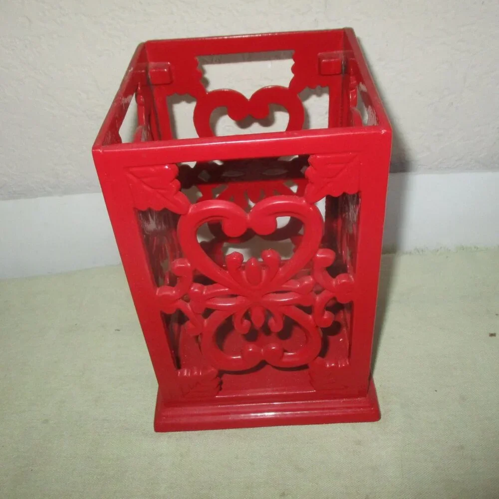 Cast Iron Red Enamel Utensil Caddy / Holder
